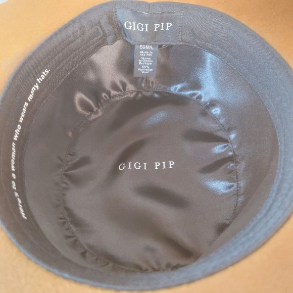 Gigi Pip Linden Boater Australian Wool Wide Brim Hat Size 59 M/L - Picture 10 of 11